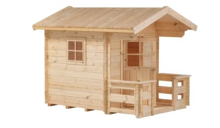 Das Spielhaus besteht aus unbehandeltem Fichten- und Kiefernholz. das nach der Montage mit einer offenporigen Holzlasur imprägniert werden sollte