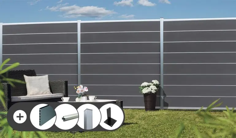 WPC Sichtschutzzaun Lübeck – schnell bestellt, fix geliefert! Einfach Länge, Farbe und Befestigung wählen – wir schicken das Komplettset inkl. Zubehör direkt zu Ihnen nach Hause.