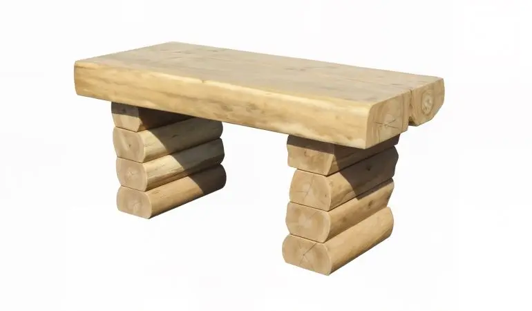 Baumstamm Tisch – beseitigt das Fehlen eines stabilen Gartentisches – robust, kesseldruckimprägniert und wetterbeständig.