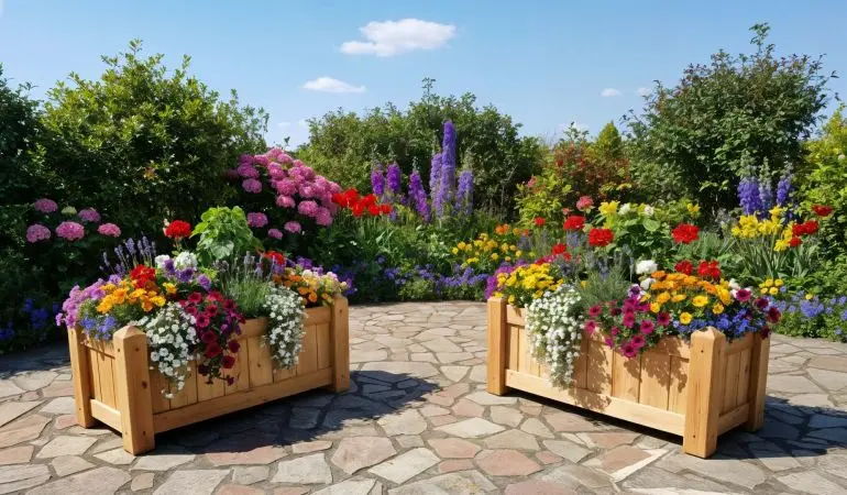 Blumenkübel Krakau aus Lärche – schützt Pflanzen vor Nässe & Verrottung; wetterfest, langlebig und ideal als natürliche Terrassen-Deko.