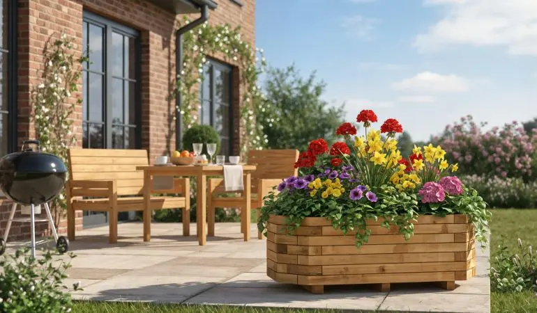 Blumenkübel Wismar – verhindert Staunässe & Bodenauslaugung; druckimprägniert, mit Folieneinsatz, langlebig & dekorativ für Terrasse & Garten