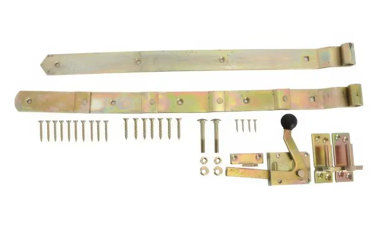 Kompletter Beschlagsatz: Einzeltorbeschlag für einflügelige Holzgartentore mit Bogen bis 100 cm Breite