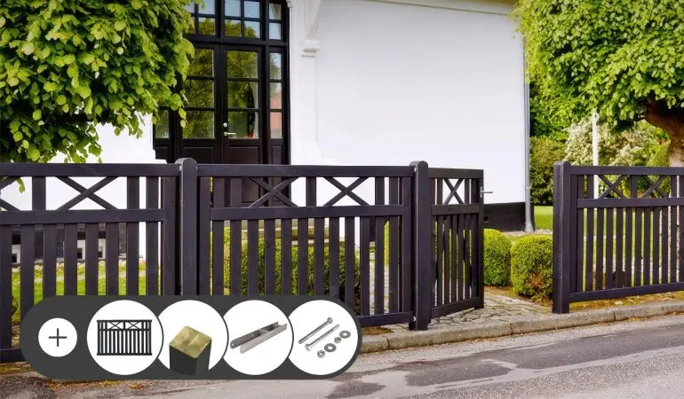 Das Komplettset der Gartenzäune Vinesse lässt sich kinderleicht konfigurieren - zur Auswahl stehen eine Version in Weiß und eine in Schwarz. Schnell geliefert inkl. Montagezubehör.