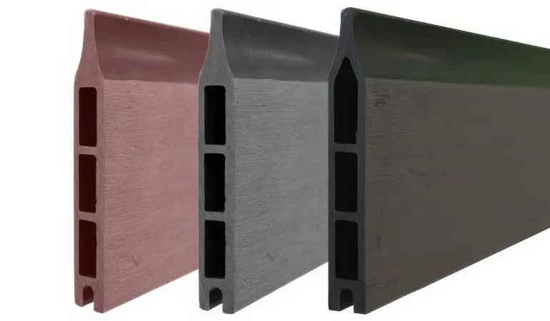 Die 175 x 14 x 2 cm WPC Lamellen sind in Anthrazit, Grau und Mocca erhältlich