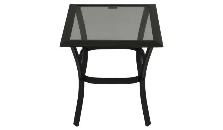 Praktischer Beistelltisch (Variante klein: 45 x 45 x 48 cm) mit einer Tischplatte aus Glas und einem  stabilen Aluminiumgestell