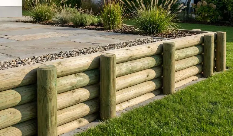 Original Holzpalisaden mit massiven 14cm Durchmesser