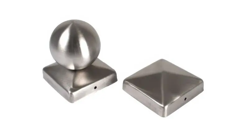 Pfostenkappen Edelstahl als Kugel und Pyramide für 9 x 9cm Pfosten