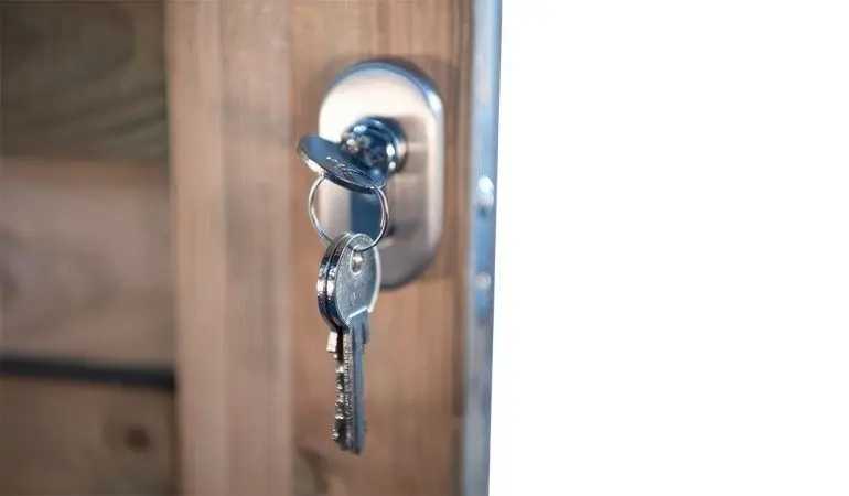 Profilzylinder 40/40 aus chromiertem Edelstahl für die Zaunserie Bremen, inklusive 3 Schlüssel