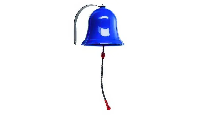 Sehr beliebtes Zubehör für Spielhäuser und Spieltürme: Blaue Spielglocke, die richtig klingelt!