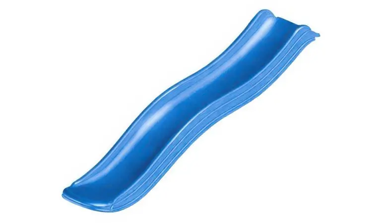 Mit Schwung hinein in ein neues Abenteuer: Blaue Wellenrutsche aus stabilem Kunststoff für 90 cm Podesthöhe