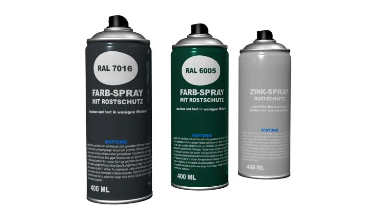 Zaunlack für Doppelstabmatten erhältlich als Zinkspray oder in Moosgrün (RAL 6005) bzw. Anthrazit (RAL 7016)
