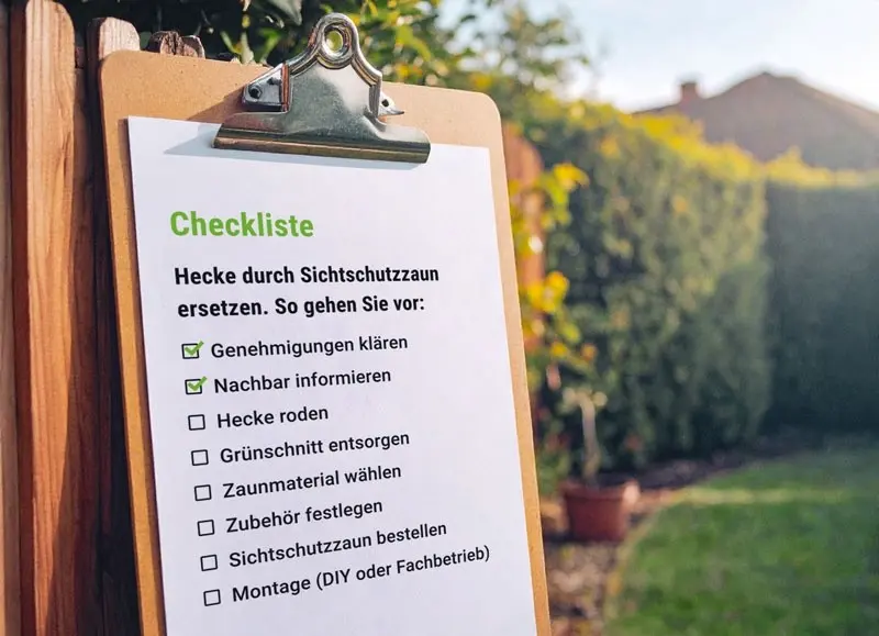 Checkliste: Worauf Sie achten müssen, wenn Sie eine Hecke durch einen Sichtschutzzaun ersetzen möchten