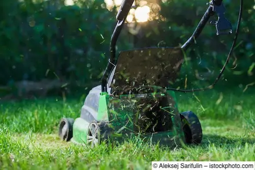 Nach getaner Arbeit ist der Rasenmäher im Schuppen perfekt aufgehoben