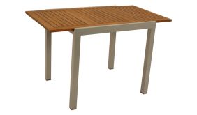 Lässt sich auf 120 cm ausziehen: Flexibler und stilvoller 80 x 70 x 75 cm Alu Ausziehtisch für Balkone und Terrassen