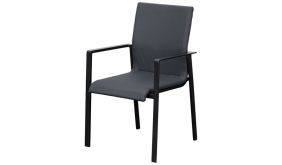 Der 57,5 x 61 x 91 cm Garten Stapelsessel wird als 4er-Set geliefert. Das Sitz- und Rückenteil sind aus gefüttertem Textilgewebe