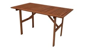 Balkontisch aus Eukalyptusholz vor weißem Hintergrund