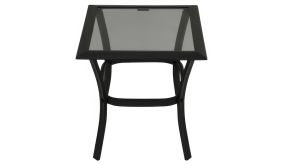 Praktischer Beistelltisch (Variante klein: 45 x 45 x 48 cm) mit einer Tischplatte aus Glas und einem stabilen Aluminiumgestell