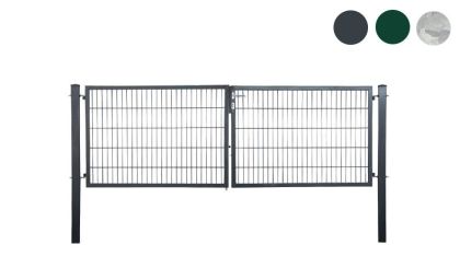 Für Grundstücks- und Hofeinfahrten: Das 3000 / 4000 mm breite 6/5/6 Doppelstabmatten Tor Eco gibt es in Höhen von 800 bis 2000 mm