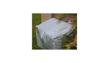 Schützhülle für 2er Gartenbank, 130 x 70 x 65/90 cm (B x T x H) aus schwerer PE Folie (250 g/m2) mit 8 Ösen (jeweils 2 an jeder Ecke)