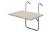 Klappbarer Balkonhängetisch für Brüstungen und Geländer bis 7 cm. Die Tischplatte kann in drei Positionen eingestellt werden