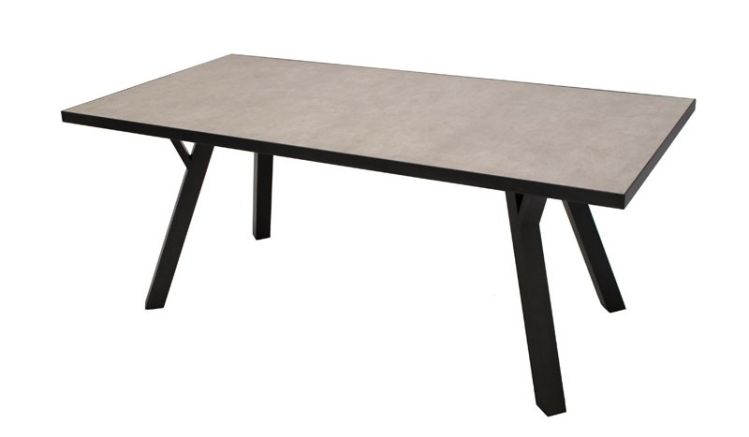 Pulverbeschichteter 180 x 90 x 72 cm Aluminium Gartentisch für 4-6 Personen mit hochwertiger 4 cm Tischplatte aus Sicherheitsglas in Keramikoptik