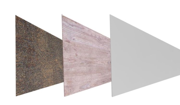 Roskilde Lamellen aus widerstandsfähigem HPL in 3 verschiedenen Designs erhältlich. Lamellenmaße: 180 x 45 x 0,8 cm