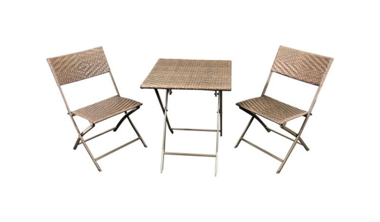 Klappbare Polyrattan Balkonmöbel in Braun bi-color: Das Komplettset ist für beengte Platzverhältnisse optimal