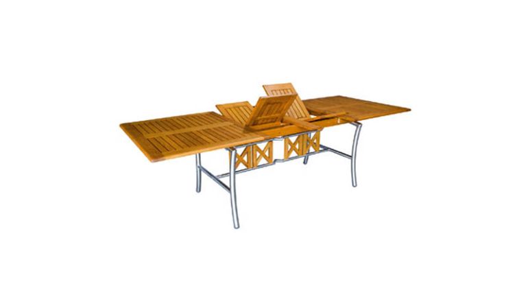 Flexibel und vielseitig: Der Edelstahl Gartentisch lässt sich in der Länge von 180 auf 250 cm ausziehen. Die Kopfseite misst 100 cm