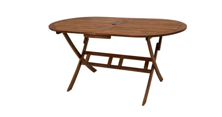 Der Holz Gartentisch klappbar Genua hat das Maß 160 x 85 x 74 cm und ist aus FSC zertifiziertem Akazienholz gefertigt