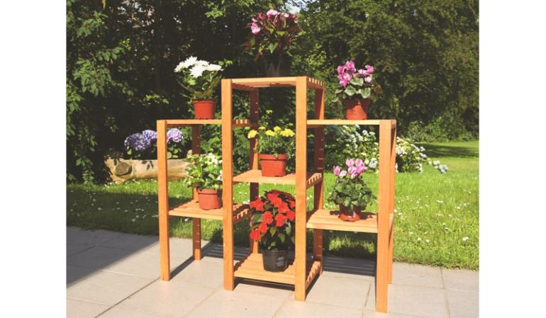 Mit unserem Pflanzregal können Sie platzsparend Ihren Garten, Terasse oder den Balkon dekorieren. Ein garantierter Blickfang. Maße: 98 x 32 x 88 cm