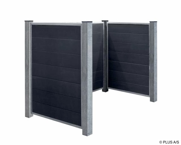 Bausatz WPC Mülltonnenverkleidung Futura im montierten Zustand